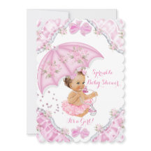 Braunschwarze Babyparty rosa Regenschirm Mädchen B