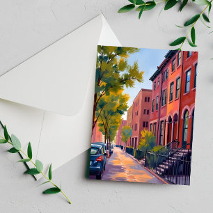 Braunstein Stadtstraße Boston Aquarellkarte