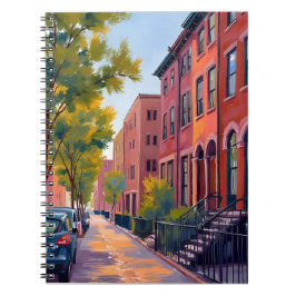 Braunstein Stadtstraße | Boston Backstein Aquarell Notizblock
