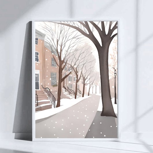 Braunsteingasse | Schneebedeckte Winter-Wasserfarb Poster