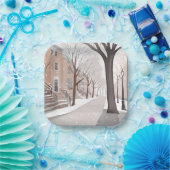 Braunsteingasse | Wasserfarbe Winterlandschaft Pappteller (Party)