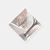 Braunsteingasse | Wasserfarbenes Schneewintermotiv Serviette (Ecke)