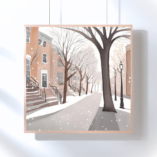 Braunsteingasse   Wasserfarbenes Winter-Wasserfarb Poster