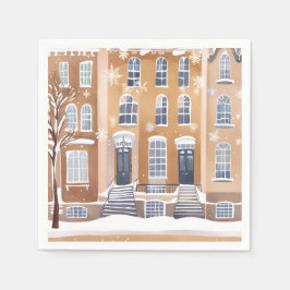 Braunsteinhäuser | Schneebedeckte Stadtstraße Aqua Serviette