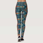 Braunsternmuster auf blau leggings (Rückseite)