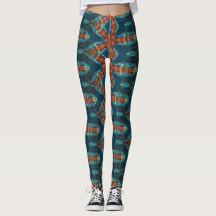 Braunsternmuster auf blau leggings