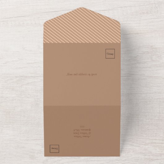 Braunstreifen in mehrfarbiger Farbe All In One Einladung (Außenbereich)