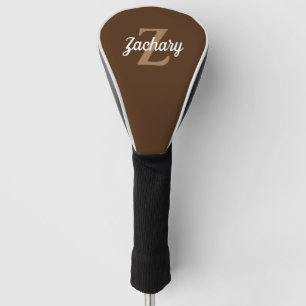 Brauntan und Weißes Monogramm Personalisiert Golf Headcover