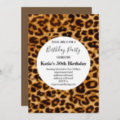 Brauntierdruck, Leopard, Geparden Geburtstag Einladung (Vorne/Hinten)