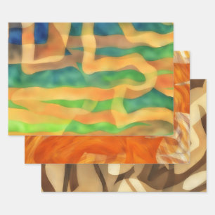 Bräunungs-, Orangen- und Tanhandwerkpapier Geschenkpapier Set