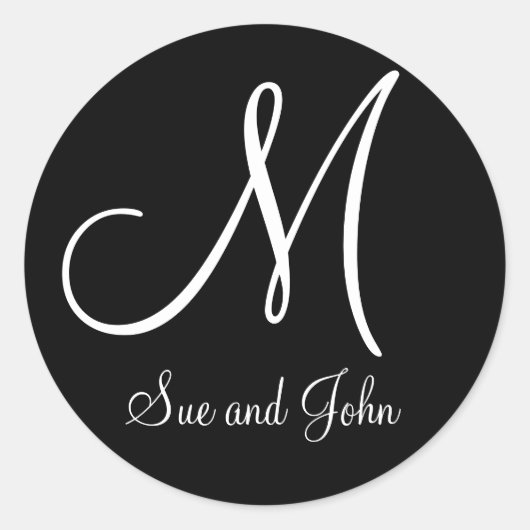 Bräunungs- und Brotmonogramm M Schwarzes und Weiß- Runder Aufkleber (Vorderseite)