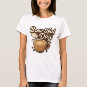 Bräunungsfreier Tag - Niedlicher Kaffee-Überlaufst T-Shirt