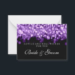 Bräunungsratgeber Karte Lila Lichter<br><div class="desc">Elegantes Brautparty / Polterabend " Wedding Advice Card " für Braut und Bräutigam mit glamourösen Lila Lichtern und individuellem Text. Beeindrucken Sie Ihre Familie und Freunde mit diesem stilvollen und modernen Design. Vollständig anpassbar! Einfach zu bedienen und leicht zu personalisieren. Bestelle noch heute!</div>