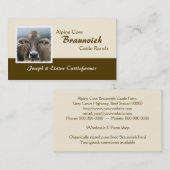Braunvieh alpine Milchkuh Visitenkarte (Vorne/Hinten)