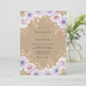 Braunviolette Bemalte Hochzeit Einladung (Stehend Vorderseite)