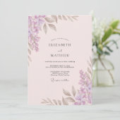 Braunviolette Blätterhochzeit Einladung (Stehend Vorderseite)