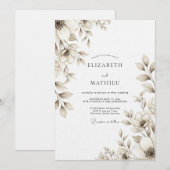 Braunviolette Blumige Hochzeit Einladung (Vorne/Hinten)