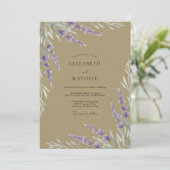 Braunviolette Eukalyptus-Hochzeit Einladung (Stehend Vorderseite)
