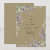 Braunviolette Eukalyptus-Hochzeit Einladung (Vorne/Hinten)