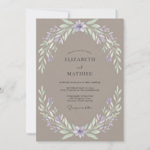 Braunvioletter Staubiger Flieder Blatt Hochzeit Einladung