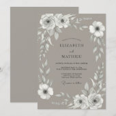 Braunweiße Rosenhochzeit Einladung (Vorne/Hinten)