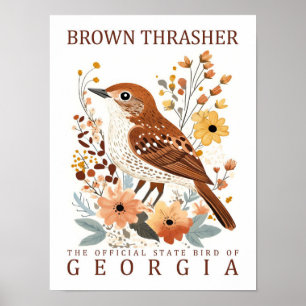 Braunwürger-Vogel von Georgia USA Reise Poster
