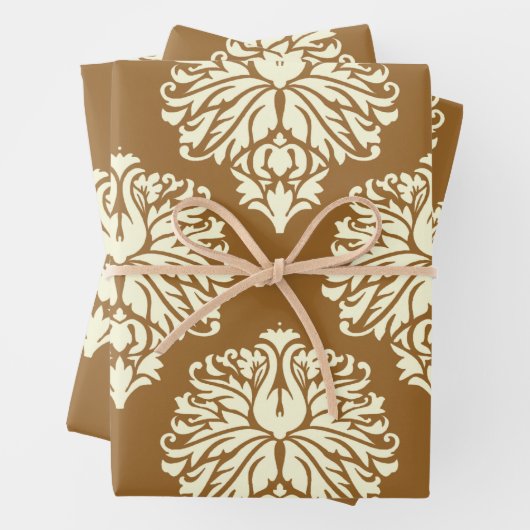 Braunzucker Südliche Hütte Damask Geschenkpapier Set (Beispiel)