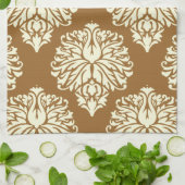 Braunzucker Südliche Hütte Damask Geschirrtuch (Gefaltet)