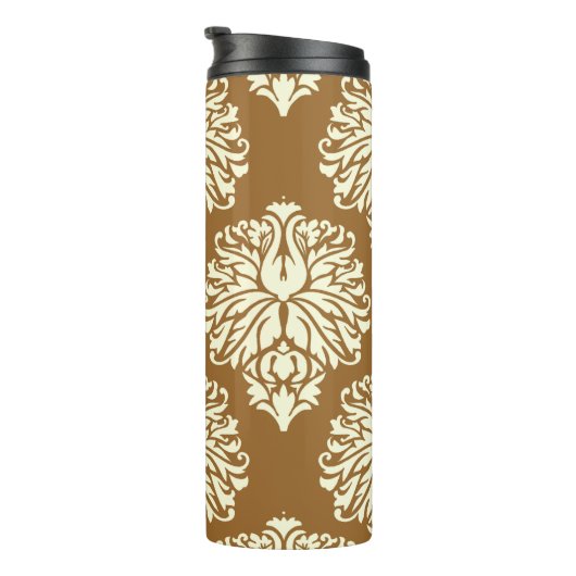 Braunzucker Südliche Hütte Damask Thermosbecher (Nach rechts gedreht)