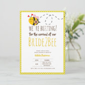 Braut 2 BEE Niedlich Gelbe Hochzeit oder Brautpart Einladung (Stehend Vorderseite)