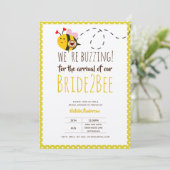 Braut 2 BEE Niedlich Gelbe Hochzeit oder Brautpart Einladung (Stehend Vorderseite)
