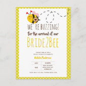 Braut 2 BEE Niedlich Gelbe Hochzeit oder Brautpart Postkarte (Vorderseite)