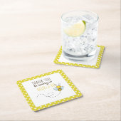 Braut 2 BEE Niedlich Gelbe Hochzeit oder Brautpart Rechteckiger Pappuntersetzer (Vor Ort)