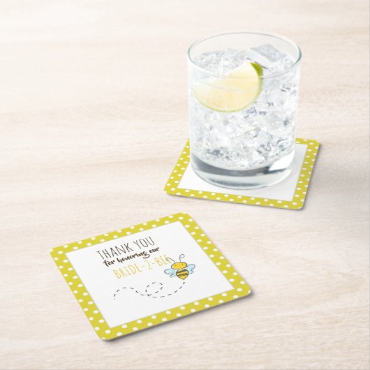 Braut 2 BEE Niedlich Gelbe Hochzeit oder Brautpart Rechteckiger Pappuntersetzer (Vor Ort)