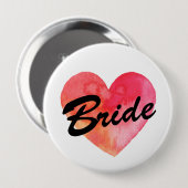 Braut-Abzeichen | Watercolor-Herz Button (Vorne & Hinten)