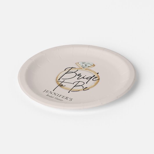 Braut als modernes Brautparty Pappteller (Schrägansicht)