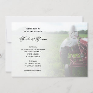 Braut auf Bauerntracker Land Hochzeit Einladung