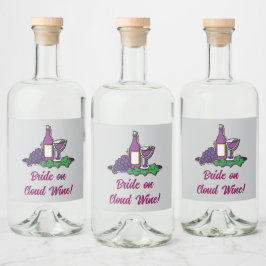 Braut auf Cloud Wine! Alkoholflaschenetikett