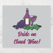 Braut auf Cloud Wine! Alkoholflaschenetikett (Einzelnes Label)