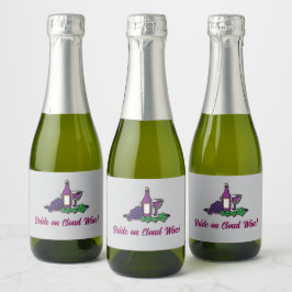 Braut auf Cloud Wine! Schaumweinetikett