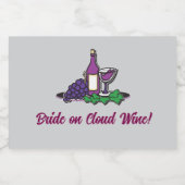 Braut auf Cloud Wine! Schaumweinetikett (Einzelnes Label)