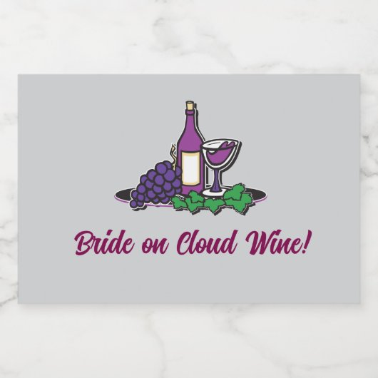 Braut auf Cloud Wine! Schaumweinetikett (Einzelnes Label)
