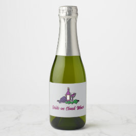 Braut auf Cloud Wine! Schaumweinetikett