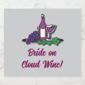 Braut auf Cloud Wine! Schaumweinetikett (Einzelnes Label)