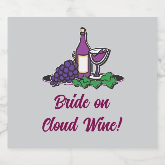 Braut auf Cloud Wine! Schaumweinetikett (Einzelnes Label)