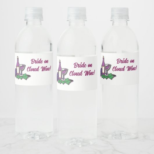 Braut auf Cloud Wine! Wasserflaschenetikett (Flaschen)