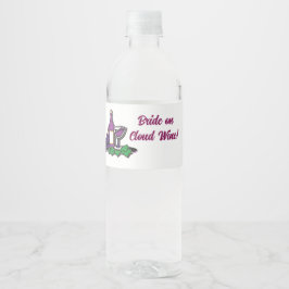 Braut auf Cloud Wine! Wasserflaschenetikett