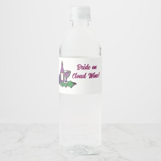 Braut auf Cloud Wine! Wasserflaschenetikett (Vorderseite)