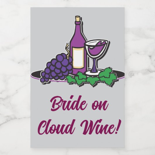 Braut auf Cloud Wine! Weinetikett (Einzelnes Label)