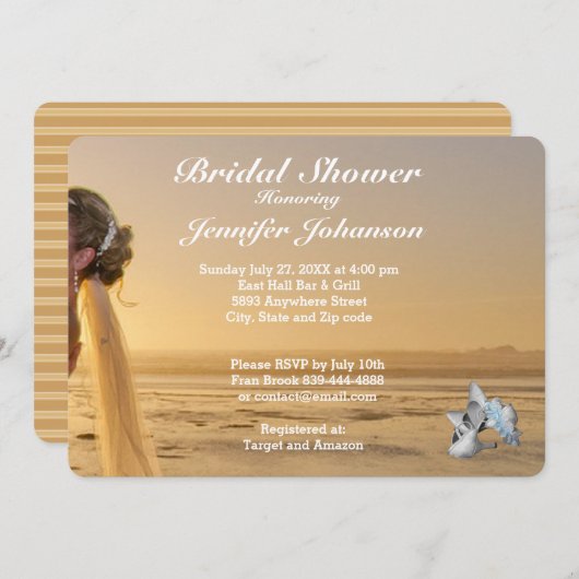 Braut auf Sunset Beach Bridal Dusche Einladung (Vorne/Hinten)